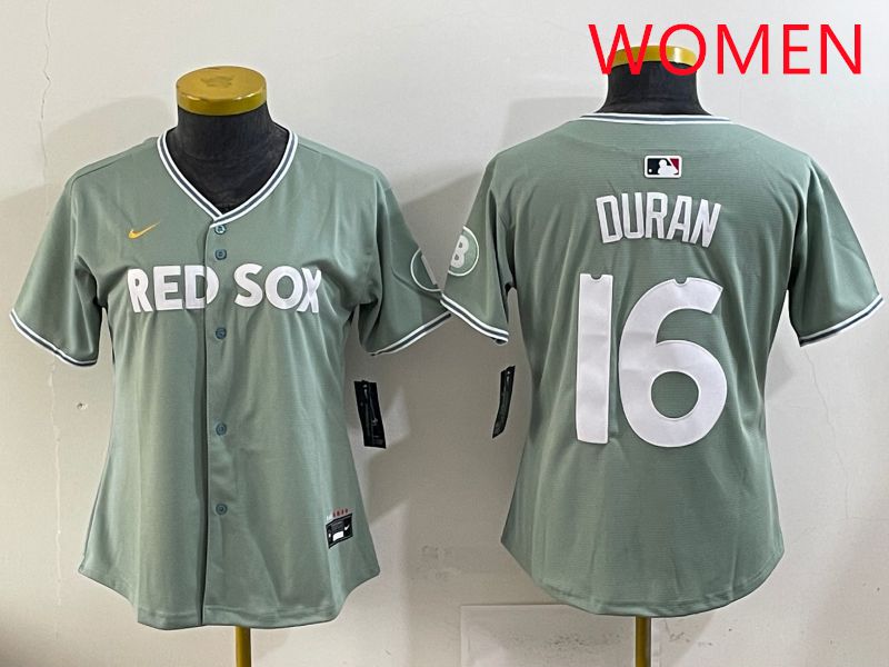 Women 2025 Boston Red Sox #16 Duran Light Green Joint Name Nike MLB Jersey style 11